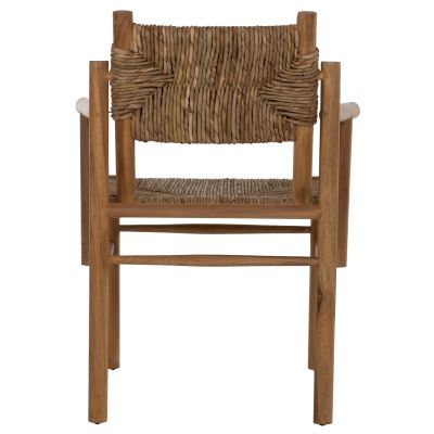 ARMCHAIR ROVER HM9378 SOLID TEAK & RUSH-MATT- NATURAL 53X55X82