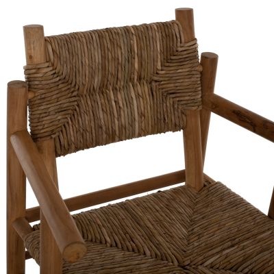 ARMCHAIR ROVER HM9378 SOLID TEAK & RUSH-MATT- NATURAL 53X55X82