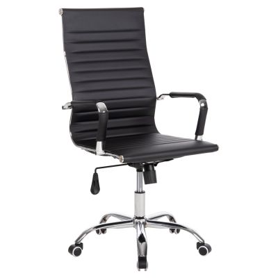 MANAGER'S OFFICE CHAIR BOSS HM1059.31 BLACK PU-CHROMED METAL FRAME AND BASE 54x57x110Hcm.