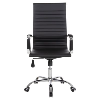 MANAGER'S OFFICE CHAIR BOSS HM1059.31 BLACK PU-CHROMED METAL FRAME AND BASE 54x57x110Hcm.