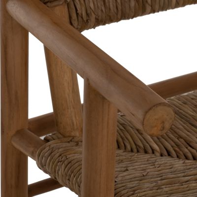 ARMCHAIR ROVER HM9378 SOLID TEAK & RUSH-MATT- NATURAL 53X55X82