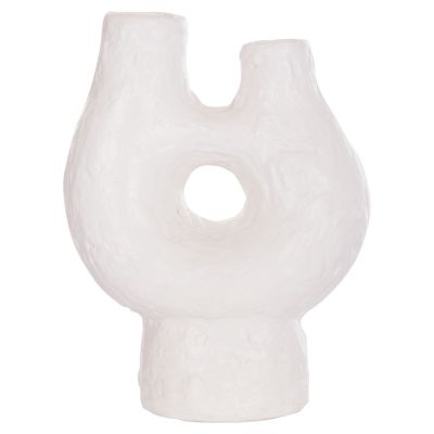 DECORATIVE TABLE VASE NAMENTIS HM4665.02S TERRACOTA IN WHITE COLOR--26x15x32.5Hcm.