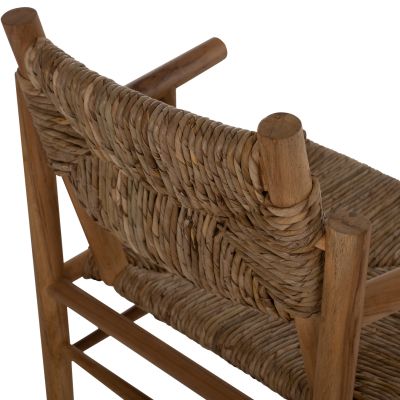 ARMCHAIR ROVER HM9378 SOLID TEAK & RUSH-MATT- NATURAL 53X55X82