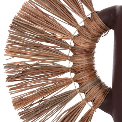 DECORATIVE TABLE VASE ALICA HM4668.07S TERRACOTA IN CHOCOLATE COLOR & GRASS--55x19x34Hcm.