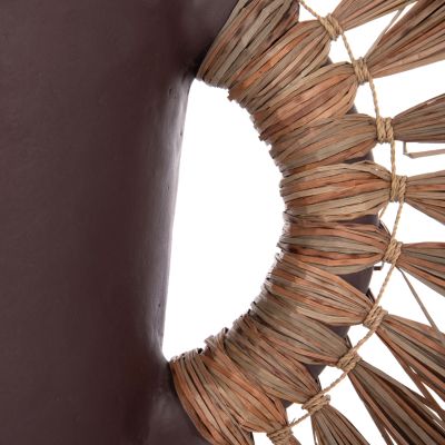 DECORATIVE TABLE VASE ALICA HM4668.07S TERRACOTA IN CHOCOLATE COLOR & GRASS--55x19x34Hcm.