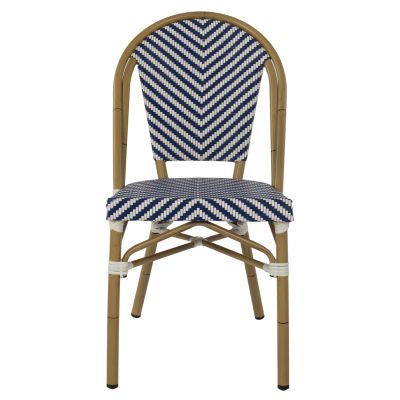 CHAIR ALUMINUM HM5860.02 NATURAL BAMBOO LOOK-BLUE WHITE TEXTLINE 46x56x88Hcm.