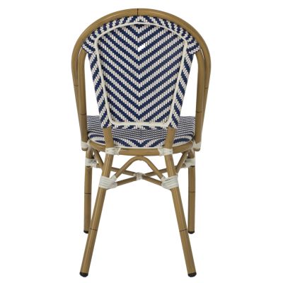 CHAIR ALUMINUM HM5860.02 NATURAL BAMBOO LOOK-BLUE WHITE TEXTLINE 46x56x88Hcm.