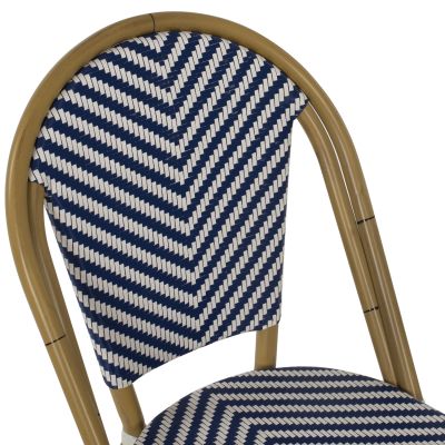 CHAIR ALUMINUM HM5860.02 NATURAL BAMBOO LOOK-BLUE WHITE TEXTLINE 46x56x88Hcm.