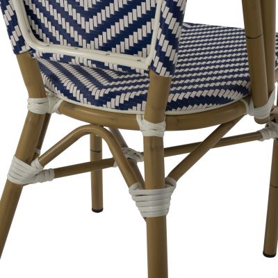 CHAIR ALUMINUM HM5860.02 NATURAL BAMBOO LOOK-BLUE WHITE TEXTLINE 46x56x88Hcm.