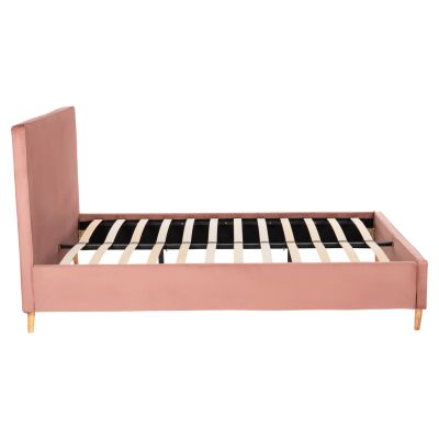 BED WITH MATTRESS INDRA HM21280.03 DUSTY PINK VELVET--FOR MATTRESS 160x200cm