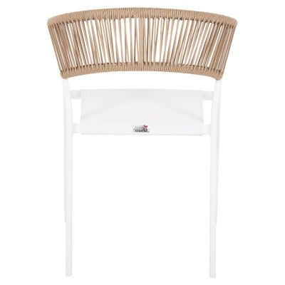 ARMCHAIR ALUMINUM MIRI HM5891.22 WHITE FRAME AND TEXTLINE- BEIGE RATTAN BACKREST 57x63x82Hcm.