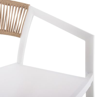 ARMCHAIR ALUMINUM MIRI HM5891.22 WHITE FRAME AND TEXTLINE- BEIGE RATTAN BACKREST 57x63x82Hcm.
