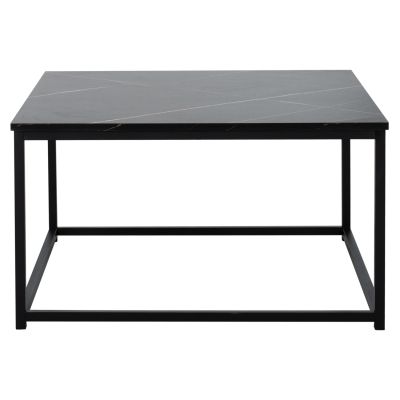 COFFEE TABLE BRAYLEN HM8942.13 SQUARE WITH MELAMINE BLACK MARBLE LOOK 75x75x43Hcm.