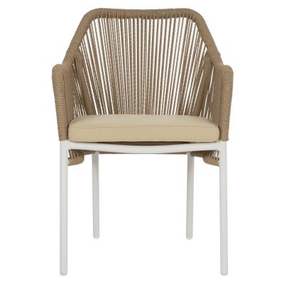 ARMCHAIR ALUMINUM LOKKI HM5855.01 WHITE WITH PE WICKER ROPE BEIGE 56x66x82