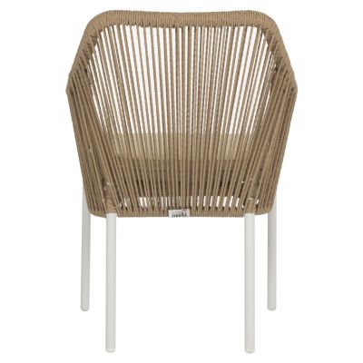 ARMCHAIR ALUMINUM LOKKI HM5855.01 WHITE WITH PE WICKER ROPE BEIGE 56x66x82