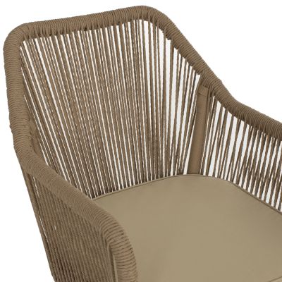 ARMCHAIR ALUMINUM LOKKI HM5855.01 WHITE WITH PE WICKER ROPE BEIGE 56x66x82