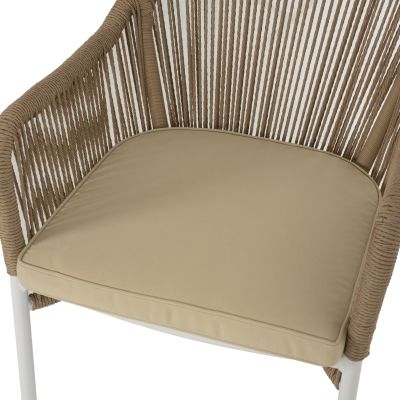 ARMCHAIR ALUMINUM LOKKI HM5855.01 WHITE WITH PE WICKER ROPE BEIGE 56x66x82