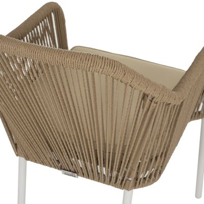 ARMCHAIR ALUMINUM LOKKI HM5855.01 WHITE WITH PE WICKER ROPE BEIGE 56x66x82