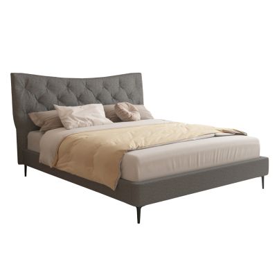 DOUBLE BED JILL HM737.01 FABRIC IN GREY--FOR MATTRESS 160x200cm