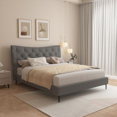 DOUBLE BED JILL HM737.01 FABRIC IN GREY--FOR MATTRESS 160x200cm