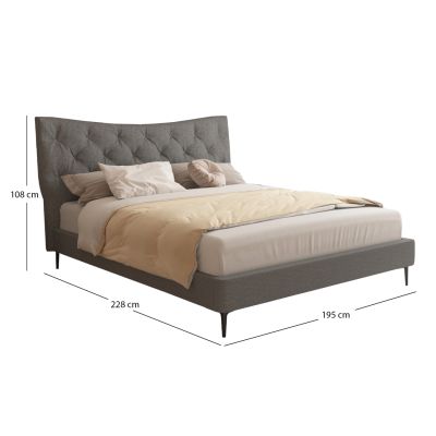 DOUBLE BED JILL HM737.01 FABRIC IN GREY--FOR MATTRESS 160x200cm