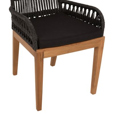 КРЕСЛО STARDOM HM9760.03 ТИКОВО ДЪРВО И ВЪЖЕ-ЕСТЕСТВЕНИ С ДЕТАЙЛИ АНТРАЦИТ ЦВЯТ 57x65x83Hсм.