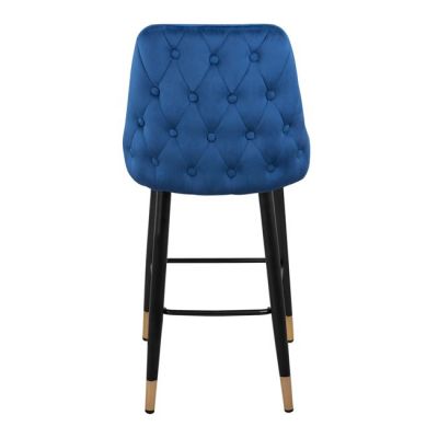 Bar Stool SERENITY HM8519.08 Velvet Blue with metallic frame 51x57x110cm