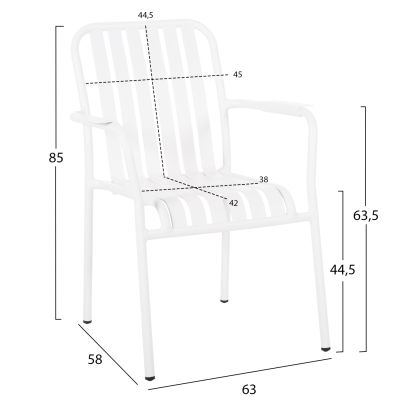 ALUMINUM ARMCHAIR RACHEL HM6088.02 WHITE 63x58x85Hcm.