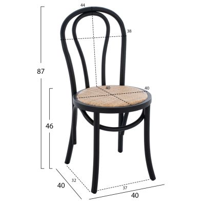 ΞΥΛΙΝΗ ΚΑΡΕΚΛΑ MONTREAL ΤΥΠΟΥ ΒΙΕΝΗΣ HM8914.02 ΑΠΟ ΞΥΛΟ ΟΞΙΑΣ ΣΕ ΧΡΩΜΑ ΜΑΥΡΟ 4 0x40x87Υ ек.