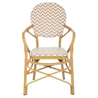 ARMCHAIR ALUMINUM HM5928.03 BAMBOO LOOK WITH TEXTLINE- NATURAL &WHITE 55x58x95Hcm.