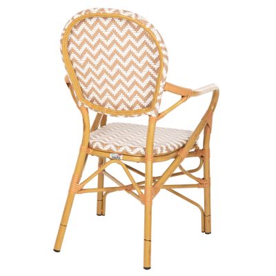 ARMCHAIR ALUMINUM HM5928.03 BAMBOO LOOK WITH TEXTLINE- NATURAL &WHITE 55x58x95Hcm.