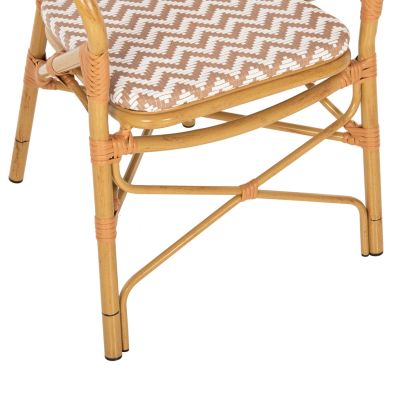 ARMCHAIR ALUMINUM HM5928.03 BAMBOO LOOK WITH TEXTLINE- NATURAL &WHITE 55x58x95Hcm.