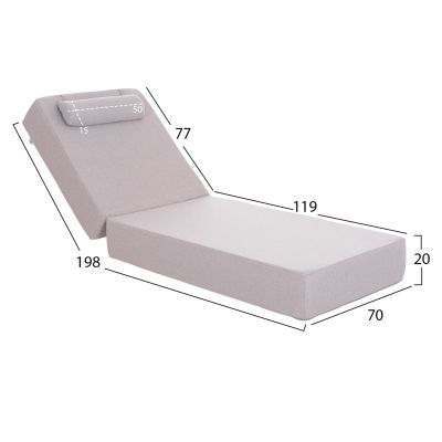 SUNLOUNGER CUSHION KIHEI HM21094.01 OLEFIN IN LIGHT GREY WITH FOAM FILLING 198x70x20Hcm.