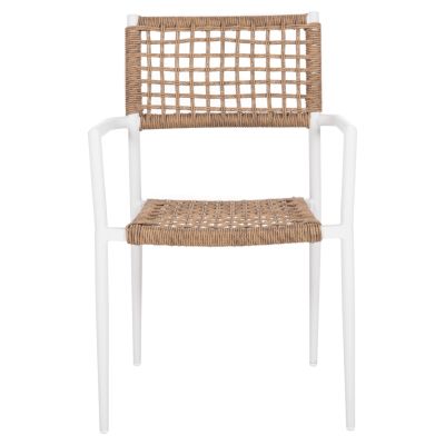 ARMCHAIR TRILAN HM6044.01 ALUMINUM IN WHITE-SYNTHETIC RATTAN IN NATURAL 55.5x55x84Hcm.