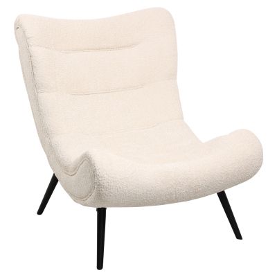 КРЕСЛО BRYM HM9605.06 ЕКРЮ МАТЕРИЯ БУКЛЕ-ЧЕРНИ ДЪРВЕНИ КРАКА 97x80x100Hcm.