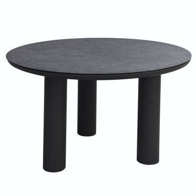 ALUMINUM ROUND TABLE DOSUN HM6201.01 DARK GREY FRAME-3D PRINTED GLASS TOP WITH CERAMIC LOOK Φ120cm.