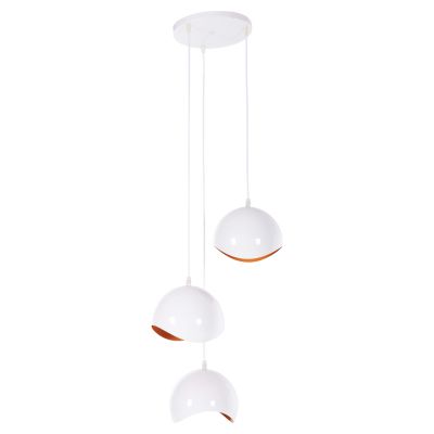 CEILING PENDANT 3-LIGHTER HM4166.02 METAL SPHERES IN WHITE-ORANGE Φ20x112Hcm.