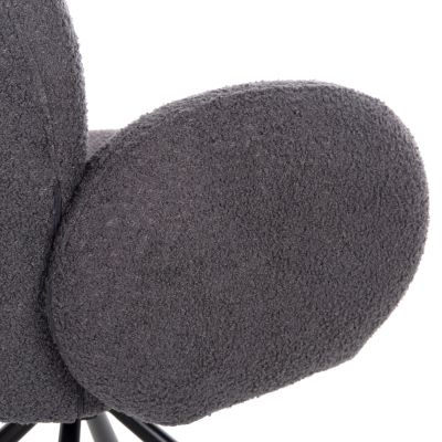 КРЕСЛО ВЪРТЯЩО СЕ WINON HM9778.01 СИВО ТЕДИ ПЛАТ-ЧЕРНА МЕТАЛНА ОСНОВА 65x67x92Hcm.