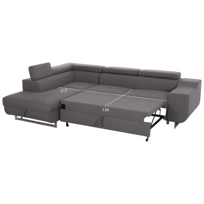 CORNER SOFA-BED WITH STORAGE SPACE ENCORE HM3301.01L GREY FABRIC 285x205x90Hcm.