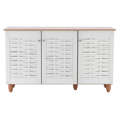 Shoe Cabinet Melamine with 3 Doors HM2211.06 Sonama-White 114,5x34x68cm