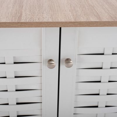 Shoe Cabinet Melamine with 3 Doors HM2211.06 Sonama-White 114,5x34x68cm