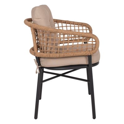 КРЕСЛО АЛУМИНИЕВО ТЪМНО СИВО ПРОФЕСИОНАЛЕН РАТАН И ВЪЗГЛАВНИЦИ БЕЖОВ  60x56x84 см.