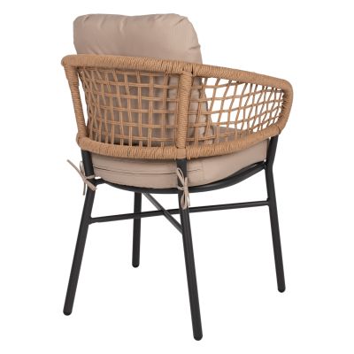 КРЕСЛО АЛУМИНИЕВО ТЪМНО СИВО ПРОФЕСИОНАЛЕН РАТАН И ВЪЗГЛАВНИЦИ БЕЖОВ  60x56x84 см.