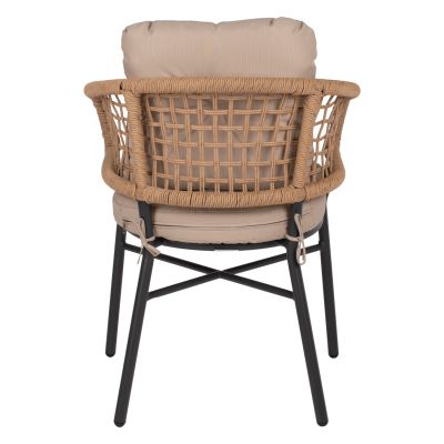 КРЕСЛО АЛУМИНИЕВО ТЪМНО СИВО ПРОФЕСИОНАЛЕН РАТАН И ВЪЗГЛАВНИЦИ БЕЖОВ  60x56x84 см.