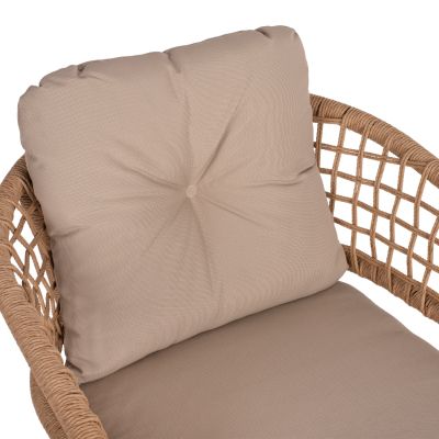 КРЕСЛО АЛУМИНИЕВО ТЪМНО СИВО ПРОФЕСИОНАЛЕН РАТАН И ВЪЗГЛАВНИЦИ БЕЖОВ  60x56x84 см.