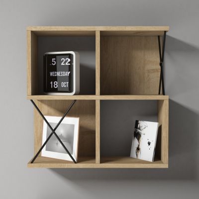 WALL SHELF HM9520.01 MELAMINE IN NATURAL OAK COLOR 60x24x60Hcm.