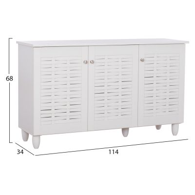 SHOE CABINET IGGY MELAMINE 3-DOOR WHITE WITH LEGS 114Χ34Χ68Hcm.HM2211.05