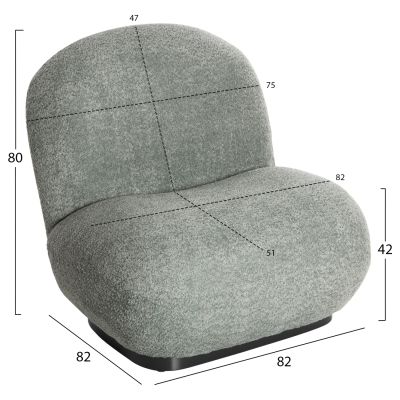 КРЕСЛО BEANY HM9591.05 ШАМ ФЪСТЪК ЗЕЛЕН БУКУЛ ПЛАТ 82x82x80Hcm.