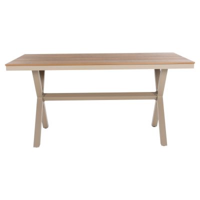 ALUMINUM RECTANGULAR TABLE TAWNEE HM6037.04 CHAMPAGNE COLOR-POLYWOOD IN NATURAL WOOD 150x89,5x73H