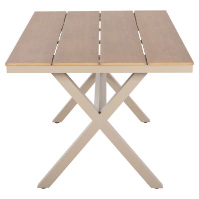 ALUMINUM RECTANGULAR TABLE TAWNEE HM6037.04 CHAMPAGNE COLOR-POLYWOOD IN NATURAL WOOD 150x89,5x73H